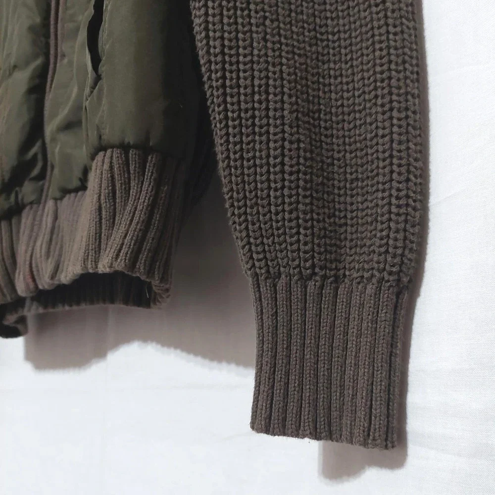Marc New York Andrew Marc Mens Olive‎ Green Hybrid Quilted Knit Hooded Jacket M